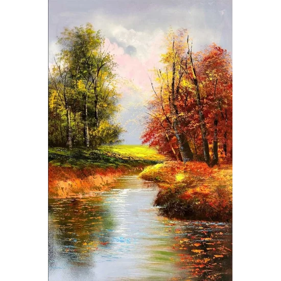Ormanın Sonbahar Işıltısı Yağlı Boya Tablosu