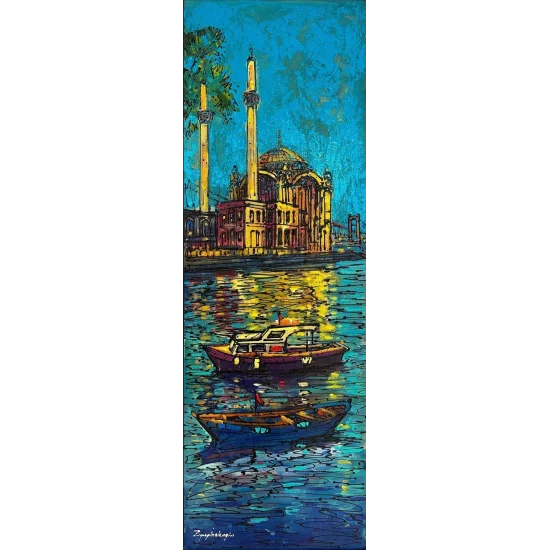 Ortaköy Camii ve Boğaz Yağlı Boya Tablosu