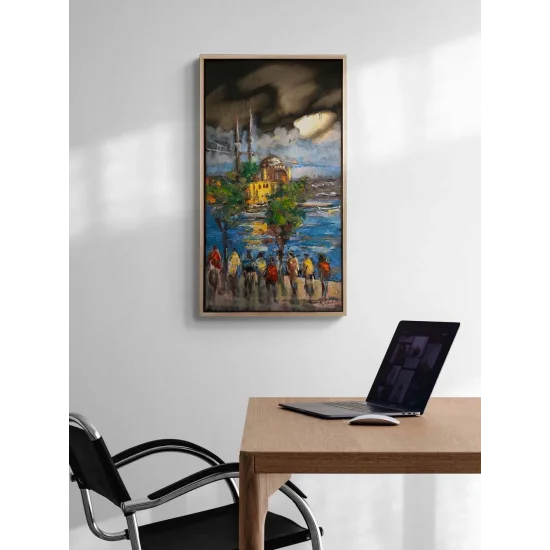 Crowds in Ortaköy Oil Painting