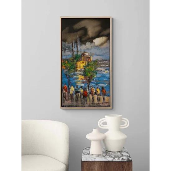 Crowds in Ortaköy Oil Painting