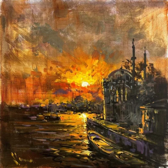 Ortaköy Sunset Oil Painting