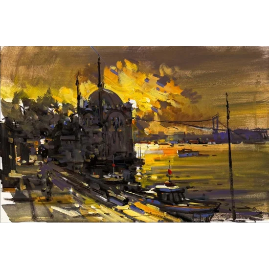 Ortaköy’de Bir An Yağlı Boya Tablosu