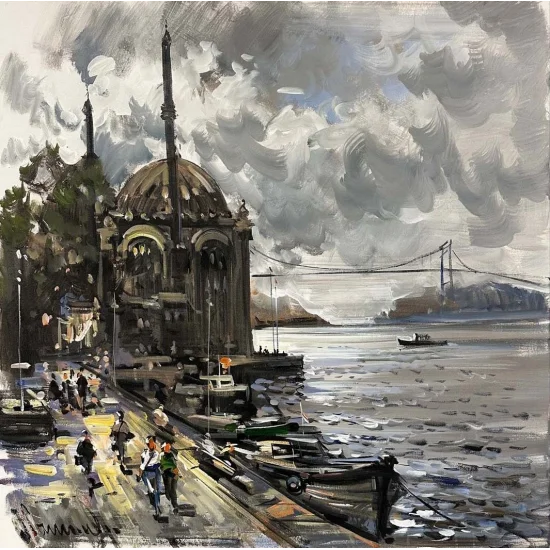 Ortaköy’de Bir Pazar Yağlı Boya Tablosu