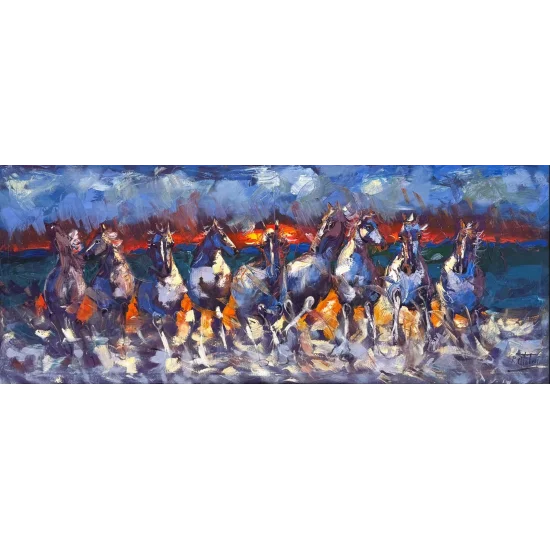 Özgür Yılkı Atları Yağlı Boya Tablosu