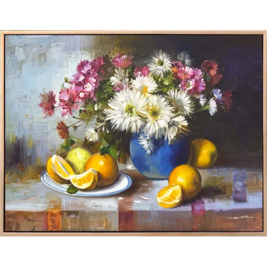 Papatyalar ve Portakal Kokusu Yağlı Boya Tablosu