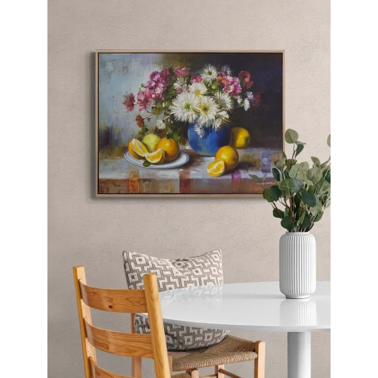 Papatyalar ve Portakal Kokusu Yağlı Boya Tablosu