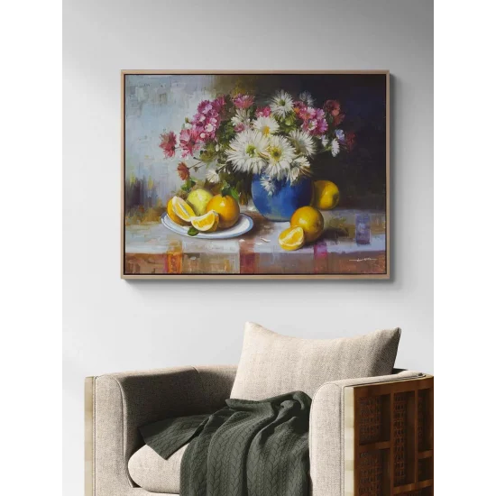 Papatyalar ve Portakal Kokusu Yağlı Boya Tablosu