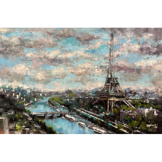 Pariste Bir Akşam Yağlı Boya Tablosu