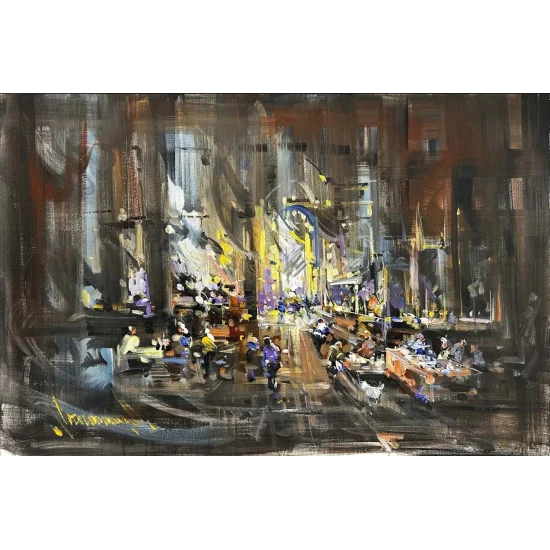 Pazarda Zaman Yağlı Boya Tablosu