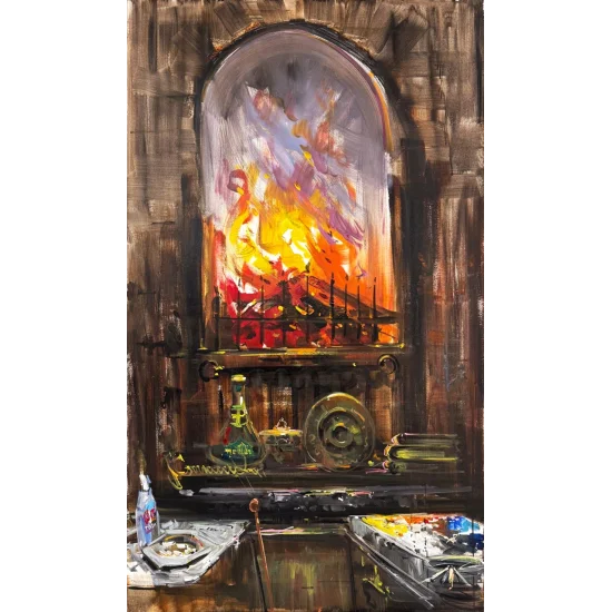 Pencere Önünde Gün Yağlı Boya Tablosu