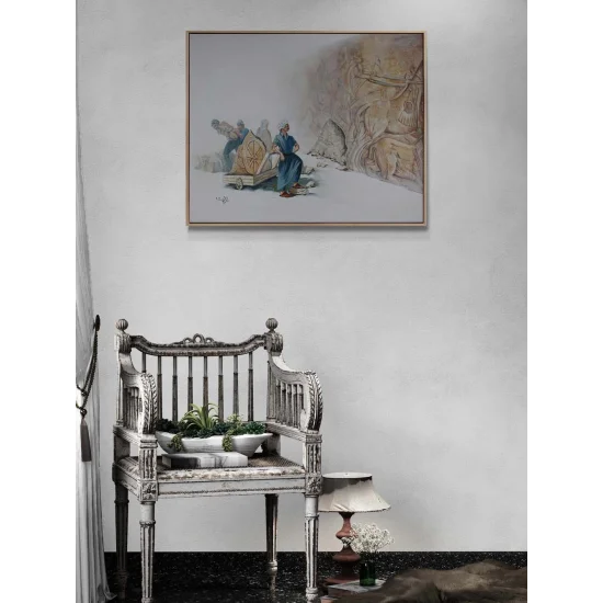 Piramitte Çalışmak Yağlı Boya Tablosu