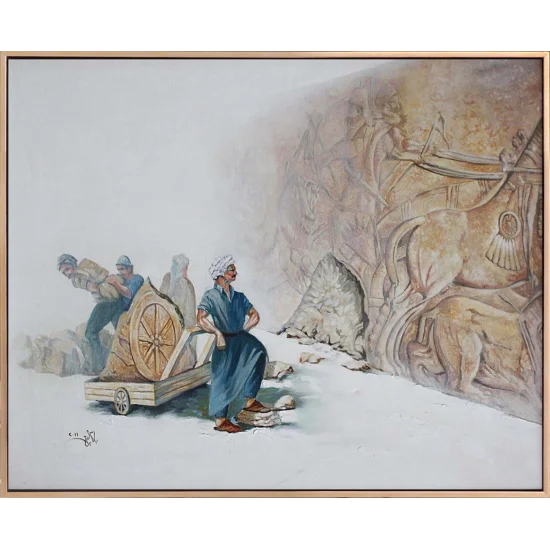 Piramitte Çalışmak Yağlı Boya Tablosu