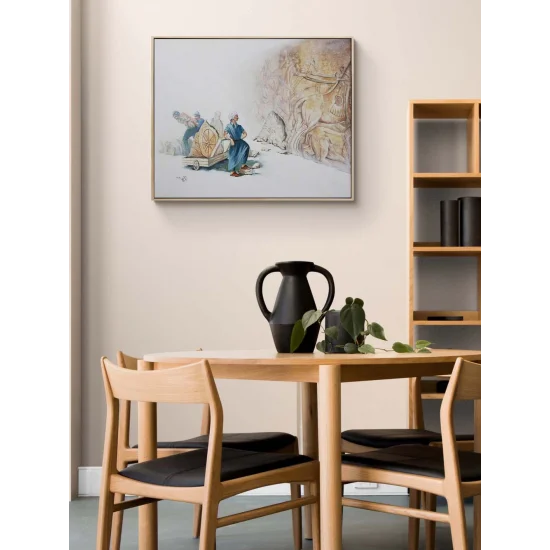 Piramitte Çalışmak Yağlı Boya Tablosu