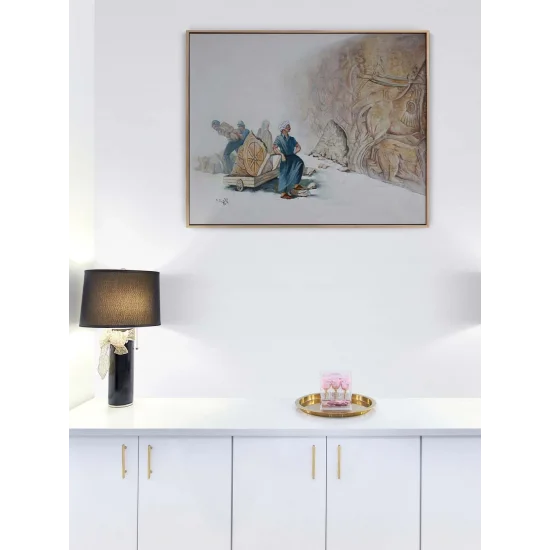 Piramitte Çalışmak Yağlı Boya Tablosu