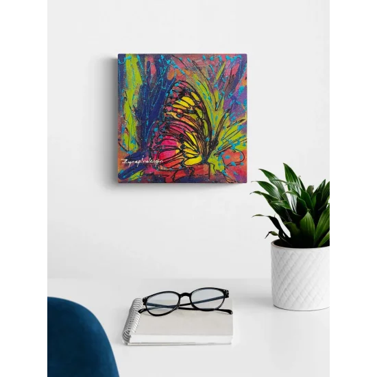 Rengarenk Konan Kelebek Yağlı Boya Tablosu