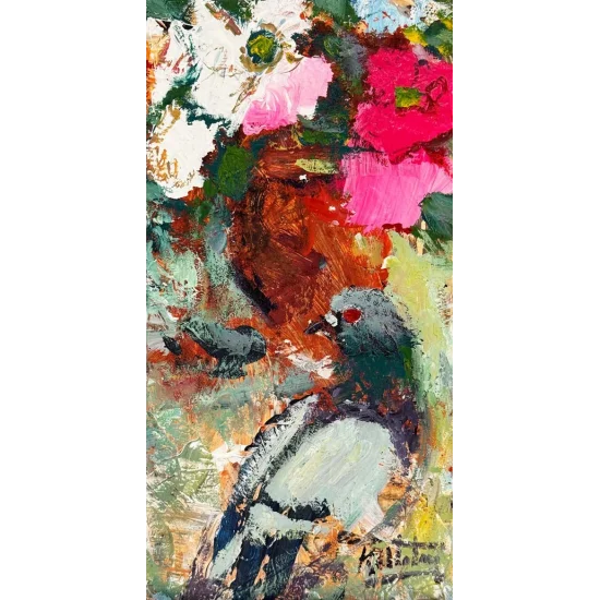 Renklerde Güvercin Yağlı Boya Tablosu