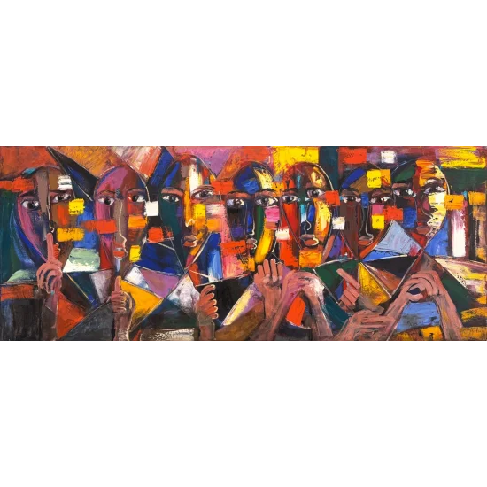 Renklerde Soyut Yüzler Yağlı Boya Tablosu