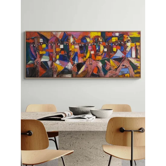 Renklerde Soyut Yüzler Yağlı Boya Tablosu