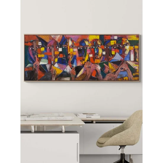 Renklerde Soyut Yüzler Yağlı Boya Tablosu