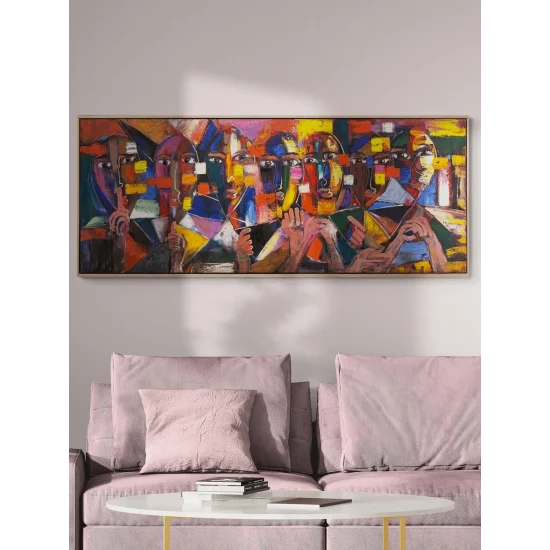 Renklerde Soyut Yüzler Yağlı Boya Tablosu