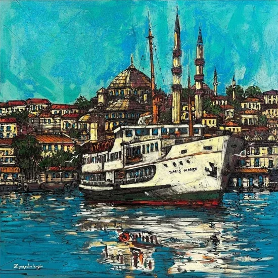 Colorful Bosphorus Landscape Oil Painting