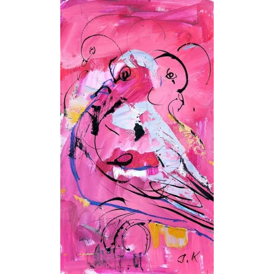 Colorful Pigeons Oil Painting