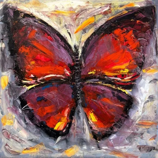 Renkli Kelebek Serüveni Yağlı Boya Tablosu