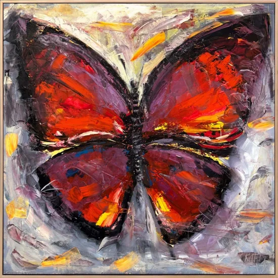 Colorful Butterfly Adventure Oil Painting | Simurg Art Gallery