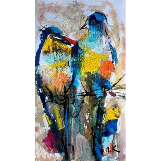 Colorful Bird Chat Oil Painting