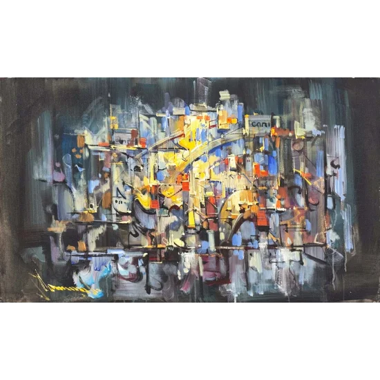 Ritmik Nesneler Yağlı Boya Tablosu