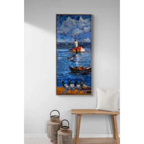 Rüya Adasında Kız Kulesi Yağlı Boya Tablosu