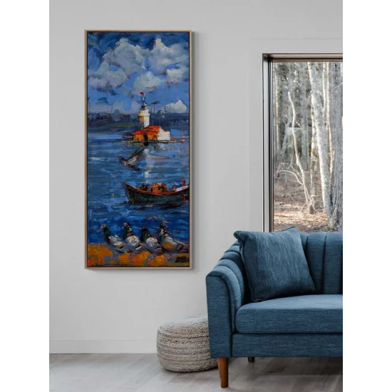 Rüya Adasında Kız Kulesi Yağlı Boya Tablosu