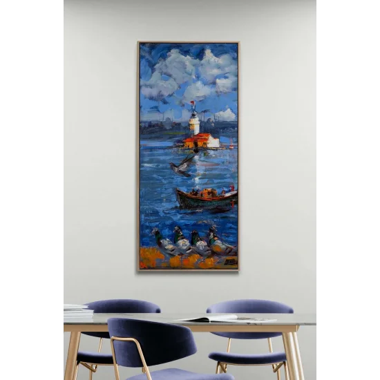 Rüya Adasında Kız Kulesi Yağlı Boya Tablosu