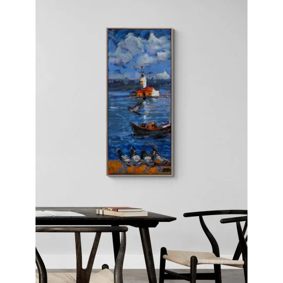 Rüya Adasında Kız Kulesi Yağlı Boya Tablosu