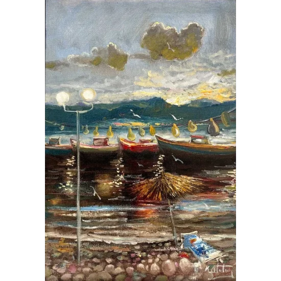 Beachside Oil Painting
