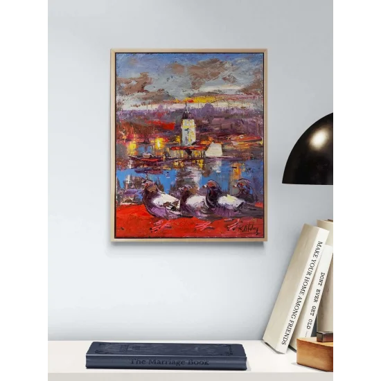 Pigeons in Salacak Oil Painting
