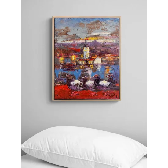 Pigeons in Salacak Oil Painting