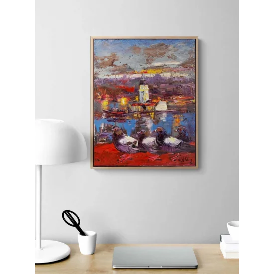 Pigeons in Salacak Oil Painting