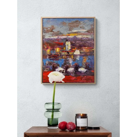 Pigeons in Salacak Oil Painting