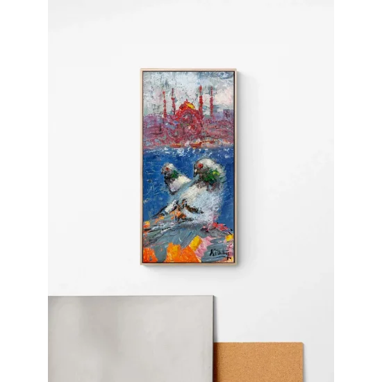 Şehrin Güvercinleri Yağlı Boya Tablosu