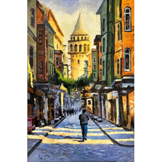 Pearl of the City Galata Tower Oil Painting
