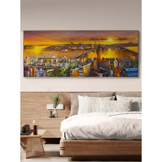 Şehrin Kalbine Akşam Yağlı Boya Tablosu