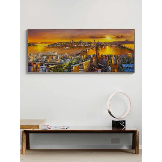 Şehrin Kalbine Akşam Yağlı Boya Tablosu