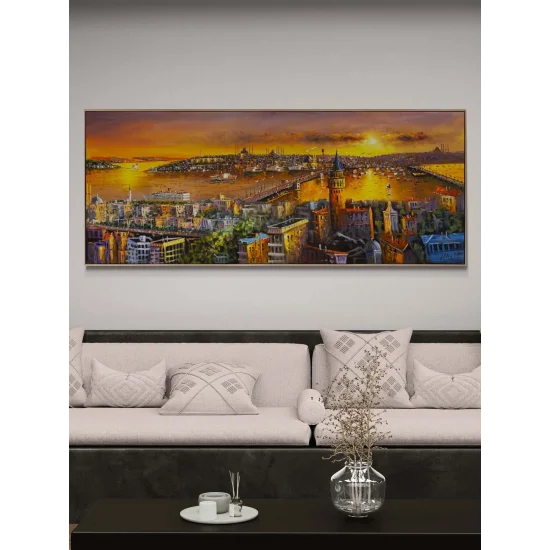 Şehrin Kalbine Akşam Yağlı Boya Tablosu