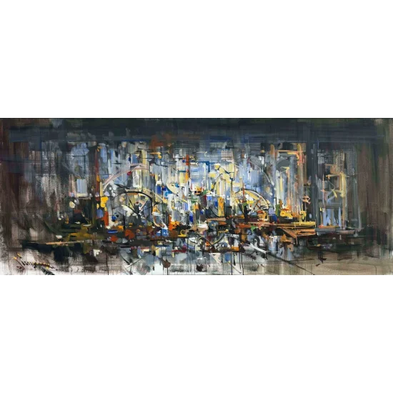 Şehrin Kırık Yansımaları Yağlı Boya Tablosu