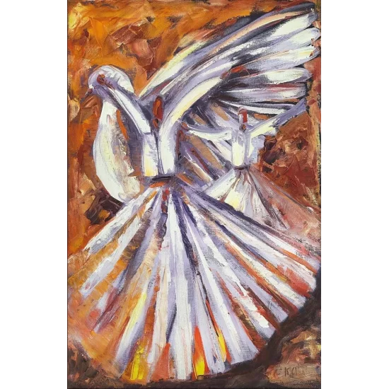 Semazen ve Güvercin Yağlı Boya Tablosu