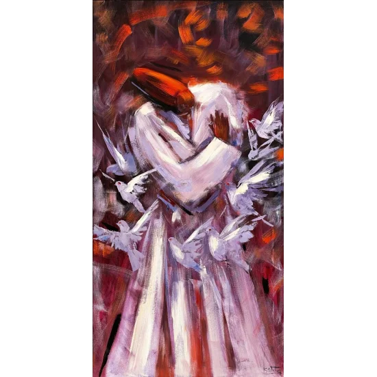 Semazen ve Güvercinler Yağlı Boya Tablosu