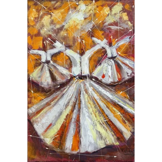 Semazenlerin İlahi Döngüsü Yağlı Boya Tablosu