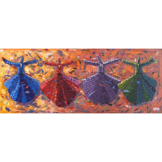 Semazenlerle Zaman Yağlı Boya Tablosu