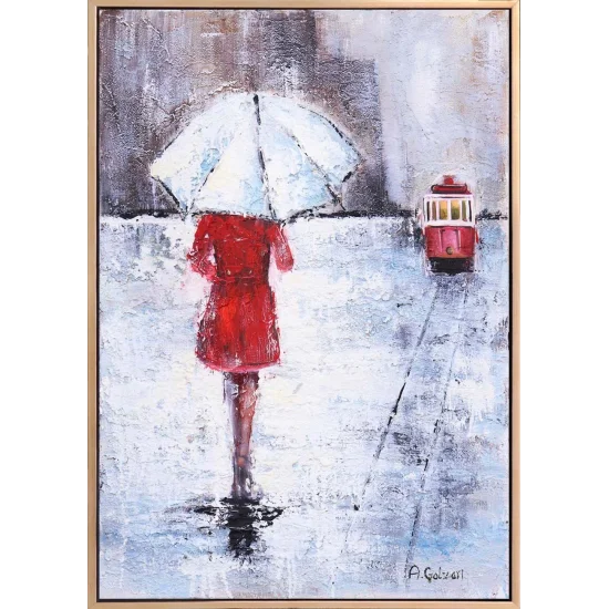 Istiklal Under the Umbrella Oil Painting